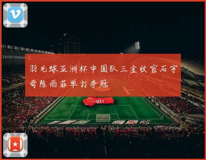 羽毛球亚洲杯中国队三金收官石宇奇陈雨菲单打夺冠